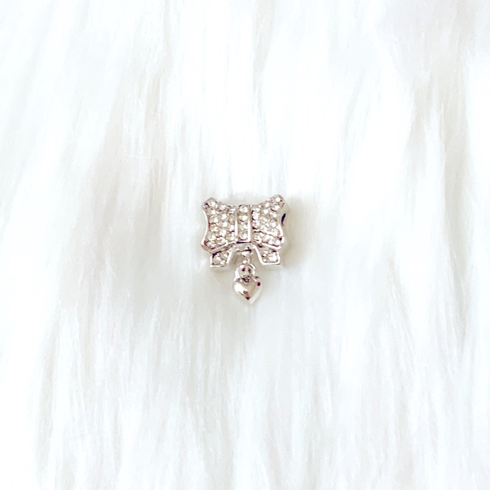 White Zirconia Silver Bow Spacer Bead